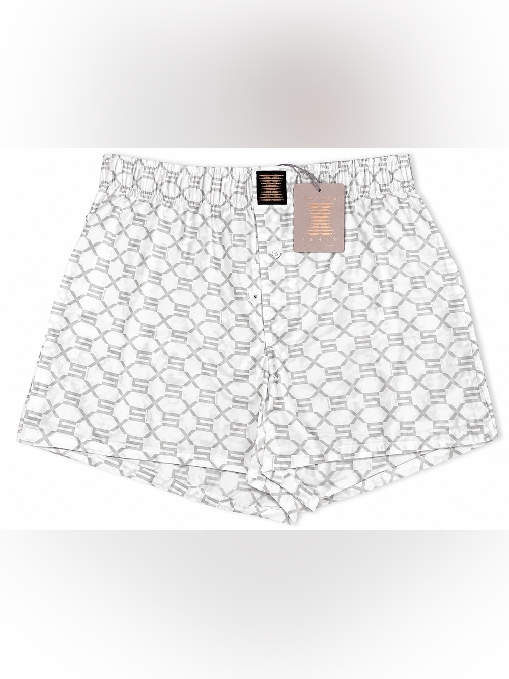 Savage X Fenty White & Light Gray Patterned Cotton Boxer Shorts